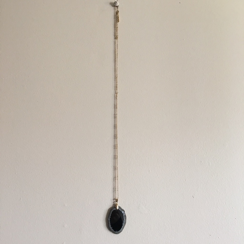 INC black stone necklace